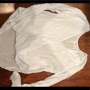 v-neck light blue snap-blouse